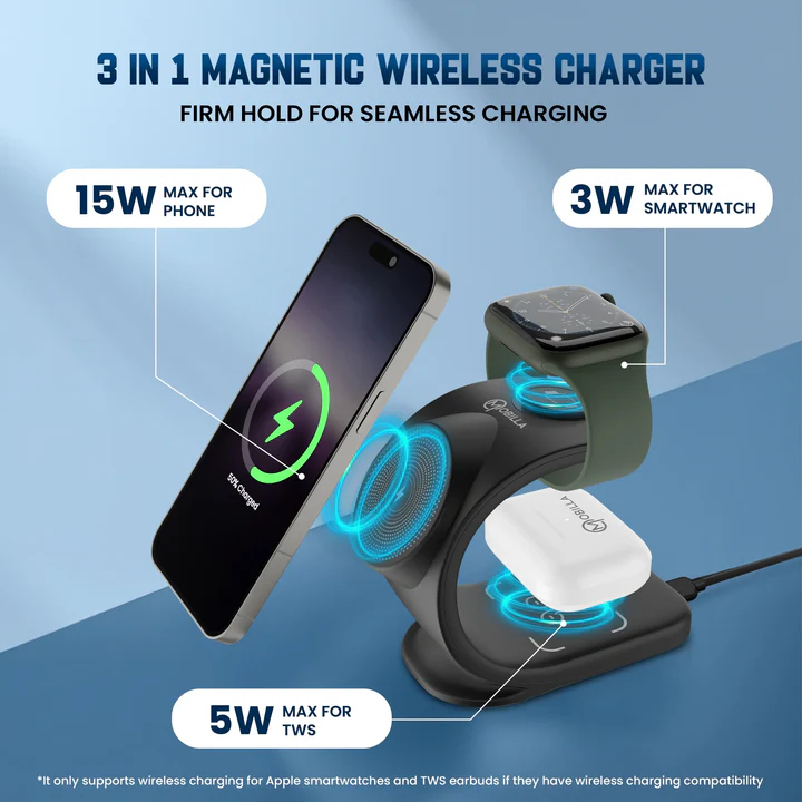 MCharge Maghub - 2: 3-in-1 Magnetic Wireless Charger With 23W Wireless Charging Output - Image 4